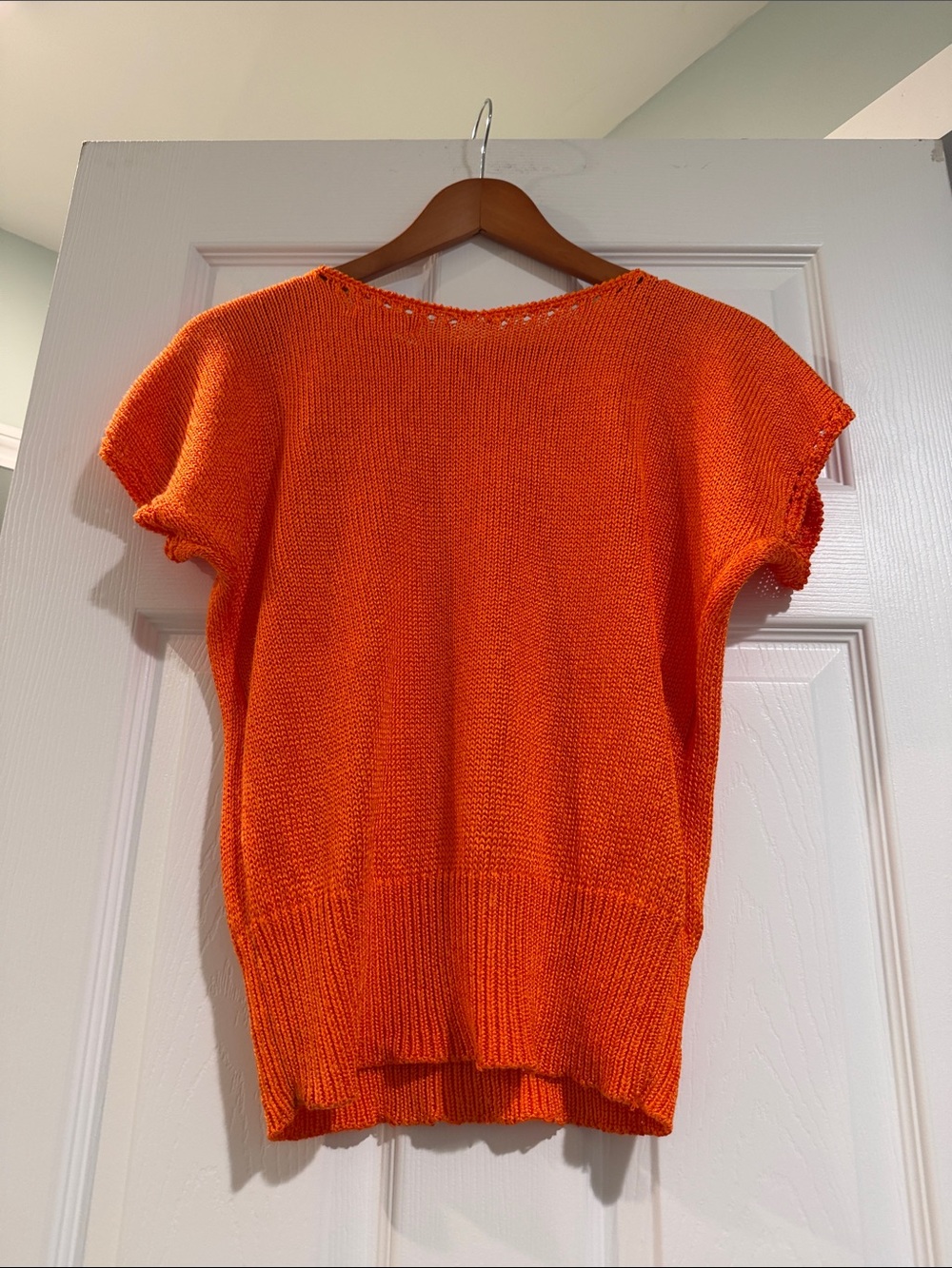 Vintage- Dior Bright Orange Short-Sleeve Knit Top - Picture 9 of 14